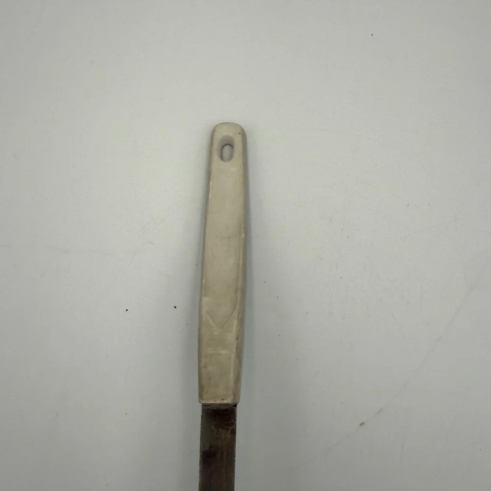 Vintage Household Japan Deluxe Spatula Heraldic Crest White Handle Stainless